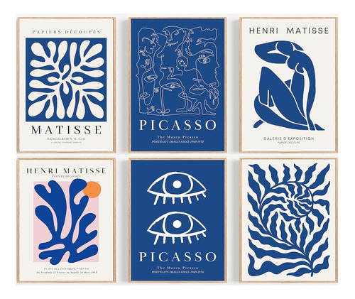 Arte De Pared Estética Azul Y Beige Matisse - Grande (...