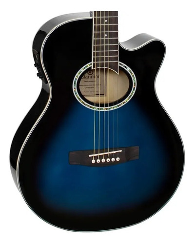 Imagem 2 de 3 de Violão eletroacústica Giannini Performance GSF-1D CEQ para destros dark blue burst sabina solida verniz brilhante
