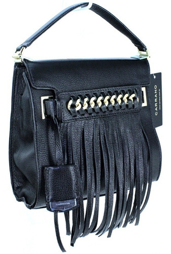 Imagem 3 de 6 de Bolsa Feminina Couro Média Quadrada Transversal Franja Marca