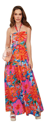 Vestido Largo Estampado Multicolor Mujer Cklass 96056