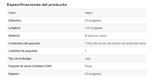 Filtro Sensor Aceite Chevrolet Silverado 3500 6.0l V8 2012