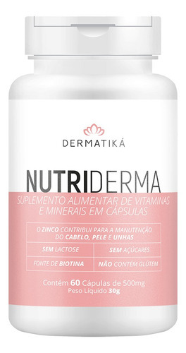 Vitamina Para Cabelo Pele E Unhas Nutri Derma 30g Sabor Without Flavor