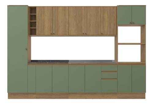 Cozinha Modulada Celeste Kappesberg 100% Mdf Verde 9 Peças