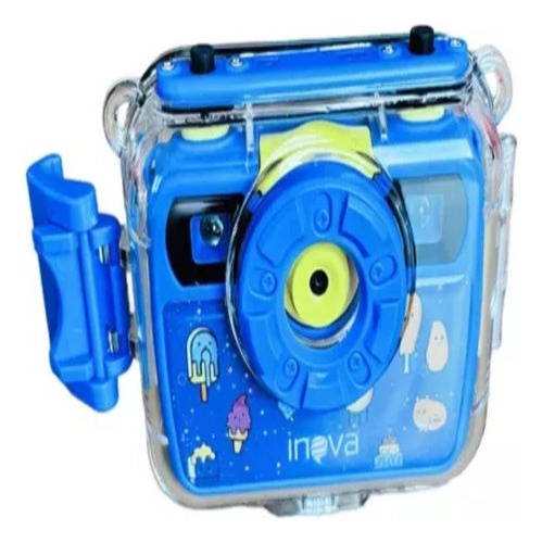 Camera Foto Filma Prova Agua Brinquedo Hd Com Jogos Piscina Azul