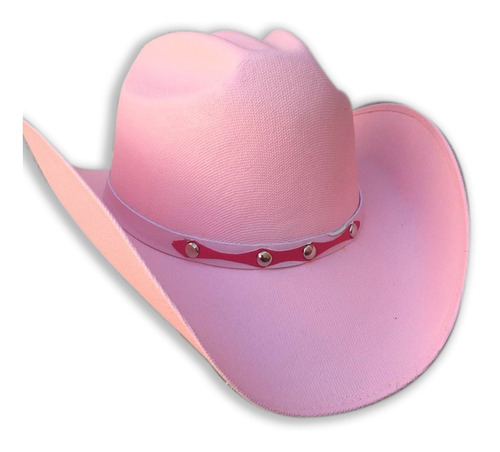 Sombrero De Dama Vaquero De Lona Rosa