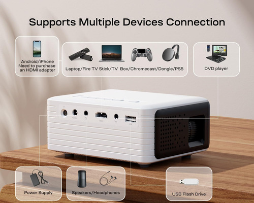 Mini Proyector Con Wifi Bluetooth, Proyector Portátil Full H