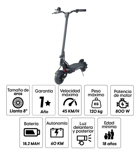 Scooter Kaabo Mantis 8 Eco800 8 Máx 60km 44km/h 800w