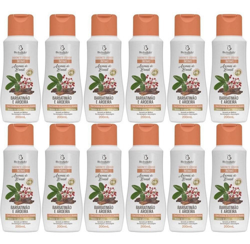 Kit 12 Sabonete Líquido Íntimo Barbatimão E Aroeira 200ml