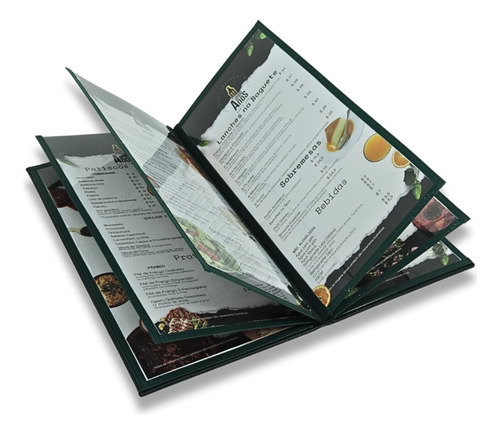 Kit 12 Capas Cardápio 15,5x31,5 Courosintético C/ 03 Divisão