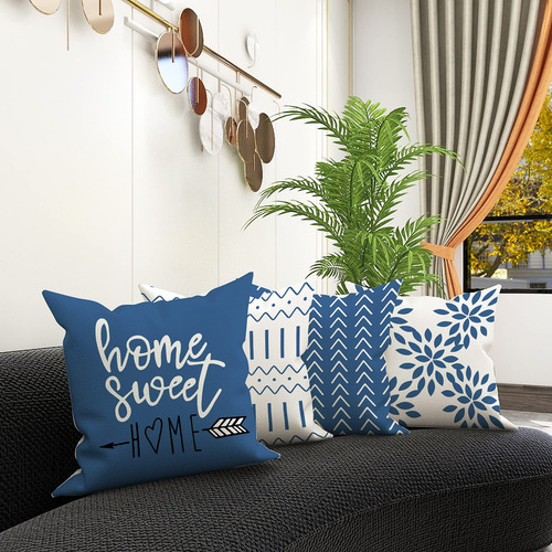 Juego De 4 Fundas De Almohada De Lino 45x45cm
