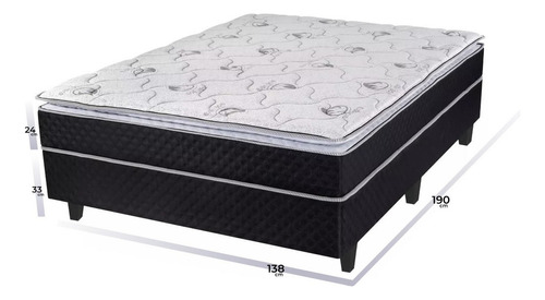 Morpheus Sommier Atenas Negro Juego De Dormitorio Sommier En Madera Armado Más Colchon En Espuma EPS Ortopédico Hasta 130Kg Ancho 138cm Largo 188cm Altura 58cm