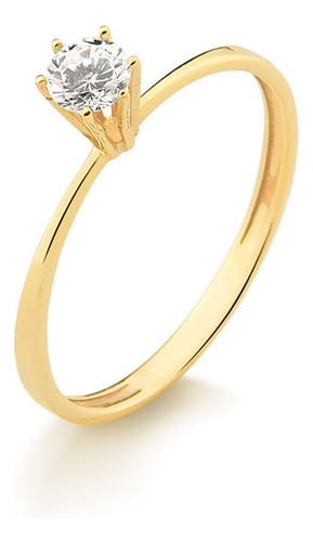 Anel Solitário Em Ouro 18k Com 25 Pontos De Diamante Aro 19