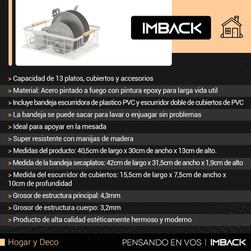 Imagen 4 de 10 de Escurridor Secaplatos Vajilla Casa Platos Secado Con Bandeja
