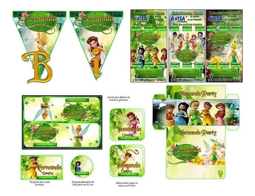 Kit Imprimible Candy Bar Tinker Bell El Mas Completo