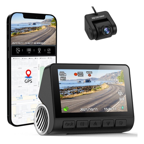 Grabador De Conducción De Automóviles 4k Hd Wifi Gps Con Det