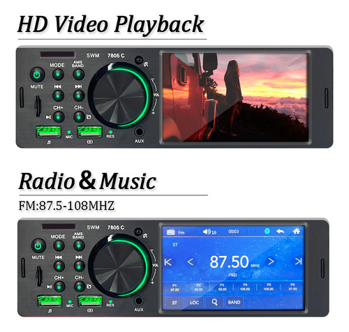 Tela Sensível Ao Toque Bluetooth Estéreo Mp5 Player