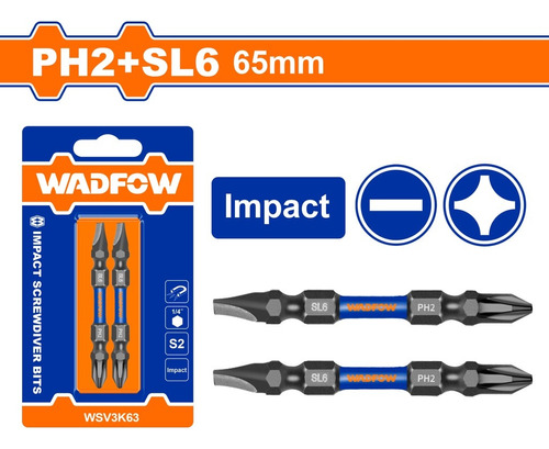  Set De Puntas De Impacto Ph2+sl6 65mm * 2pzas Marca