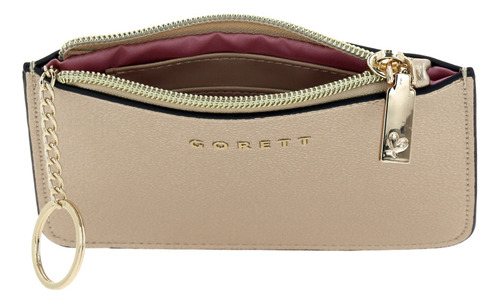 Monedero Chico Gorett Chenson Romina Con Portallaves Gs24003 Color Dorado Claro Diseño De La Tela Liso