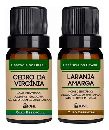 Kit 2 Óleos Essenciais 10ml Cedro Virgínia + Laranja Amarga