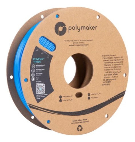 Filamento Polymaker Polyflex Tpu95, 1.75mm - 750g Color Azul