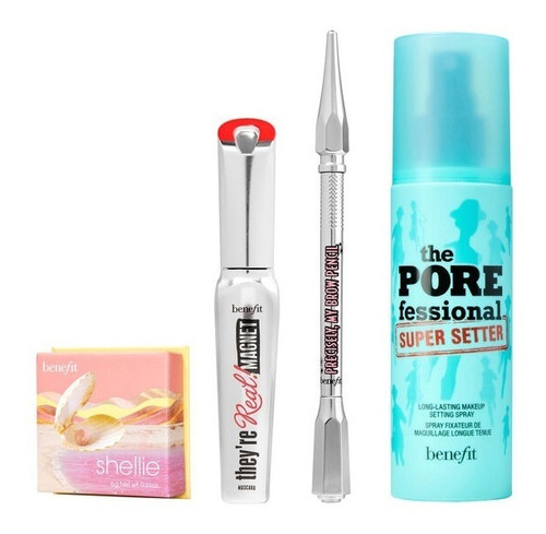 Set De Maquillaje Benefit Fijador Lapiz De Cejas Rubor Rimel