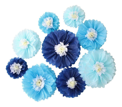 Flores Papel Seda Azul Para Decoracion Eventos: 9 Paquete