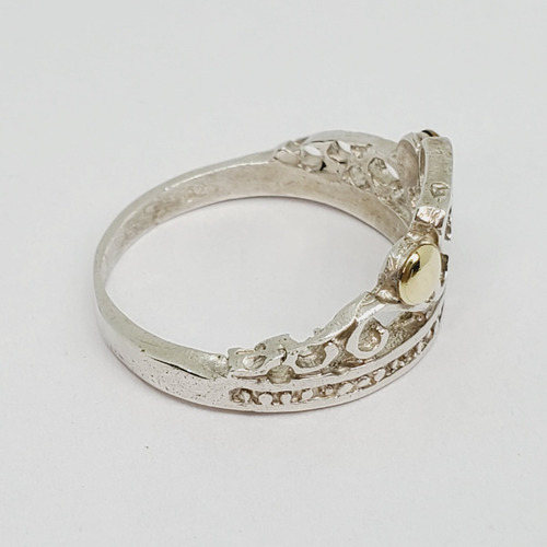 Imagen 2 de 6 de Anillo Plata Y Oro Corona
