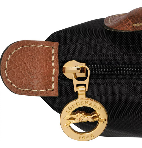 Bolso Mini Asa Negro Tote Pliage Bolsalongchamp Negro Rayas Níquel Chocolate