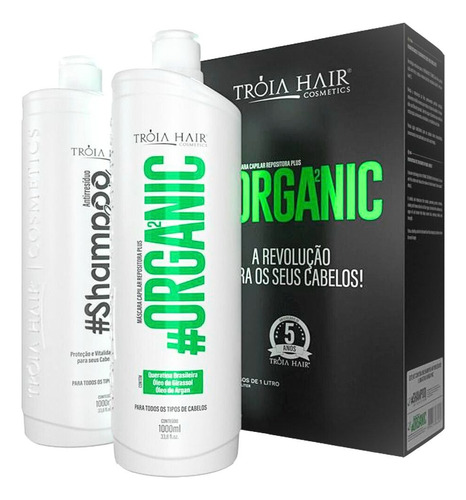 Kit Escova Progressiva Organica Tróia Hair Top 2x1litro