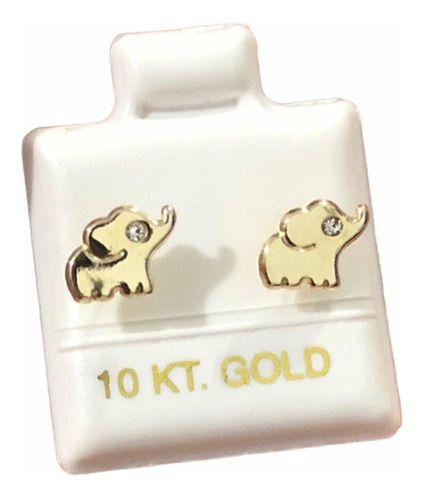 Arete Elefante Oro 10 Kilates Broquel Garantizado