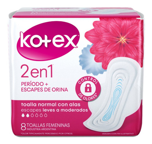 Toalla Femenina 2 En 1 Kotex Duo X 8 Unidades
