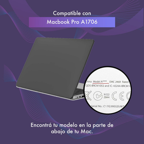 Protector Negro Compatible Macbook Pro 13 A1706 - Acrilico