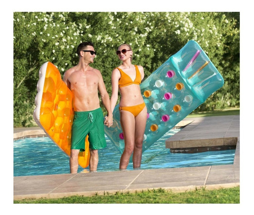 Imagen 3 de 5 de Colchoneta Inflable Pileta Apoya Vasos 188 X 71cm Bestway