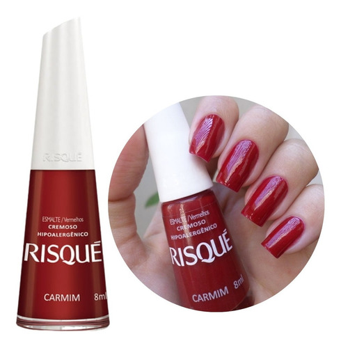 Esmalte Risque Carmim Vermelho Clássico Hipoalergênico