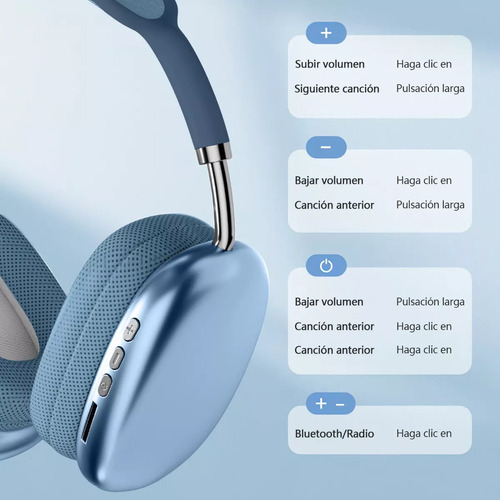 Y Auriculares Inalámbricos Diadema Bluetooth Con Micrófono
