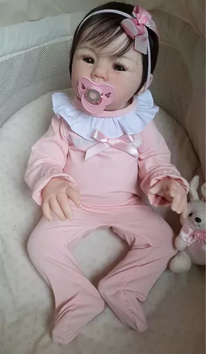 Boneca Bebê Reborn Realista 100% Silicone Bonita Fio a Fio no Shoptime