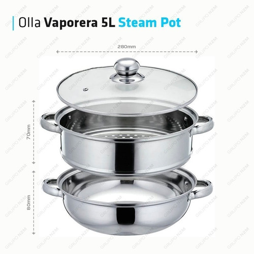 Imagen 4 de 10 de Olla Inoxidable Colapasta Vaporera Arrocera 5 L Multifuncion