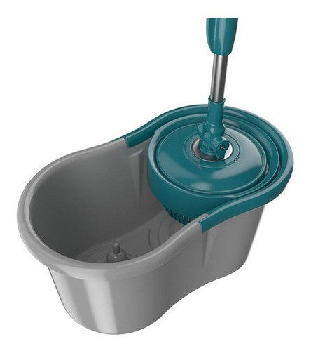 Esfregão Mop Giratorio 8 Litros Com Cesto Cabo Regulavel 360 Cor Cinza