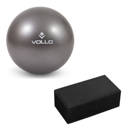Kit Bola Pilates Yoga Overball Softball + Bloco Tijolo Eva
