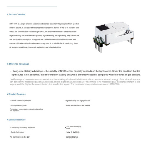 Sensor De Co2 De 1 Peça Mtp60-a De Alta Precisão Ndir De Can
