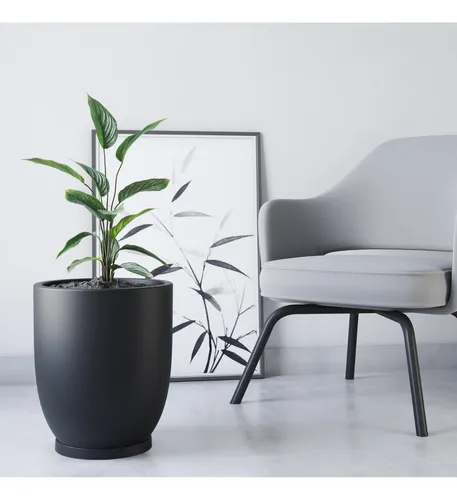 Maceta Plástica Grande Rotomoldeada Copa N 40 Moderna Amalfi Color Negro
