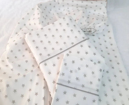 Sabanas Para Cuna De Bebe Diseño Estrellitas Plomas, Rosadas