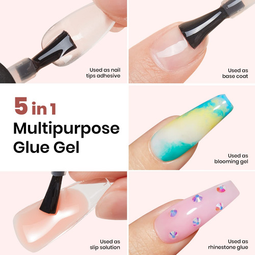 Kit De Extension De Uñas De Gel Ovaladas 5 En 1 Transparent Transparentes