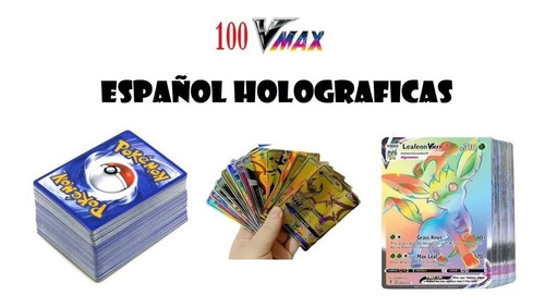 Pokemon Gran Lote 100 Cartas Vmax Español + Porta Mazo