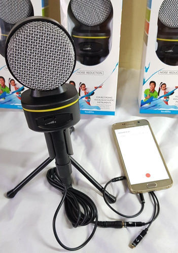 Microfone Celular Condensador Voz Violão Sf930 + Adap P3