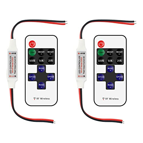 Kit De 2 Controladores Remotos Rf Mini Inalámbricos Lu...