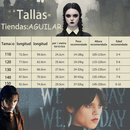Aplicável A Vestido Melina Miércoles Addams Brujas Cosplay
