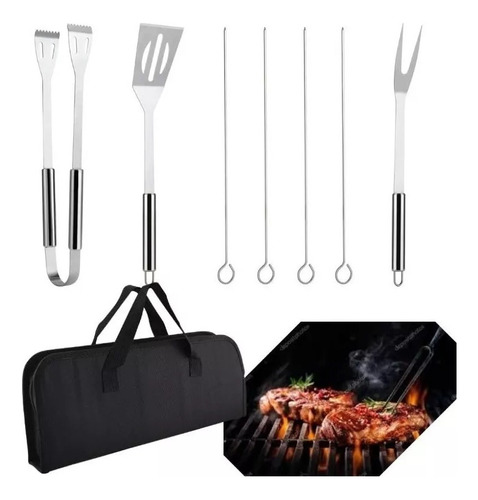 Set Parrillero Barbacoa Asado Kit Accesorios Para Parrillas