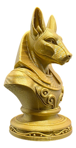 Figura Busto Dios Egipcio Anubis 12cm Para Altar Dorado Oscuro
