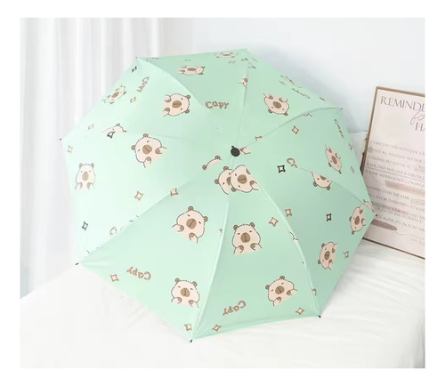 Sombrilla De Capibara Paraguas Lluvia Automático Con Funda Verde Capibara